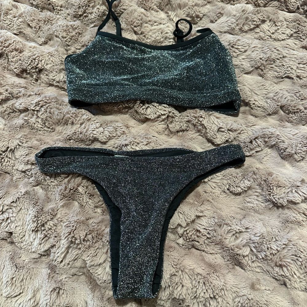 Aerie Glittery Black Bikini Bottom